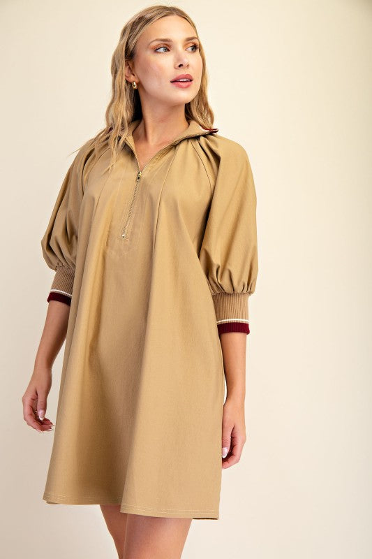 Taupe neck band sleve